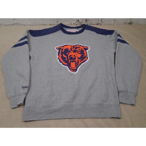 Chicago Bears Sweatshirt Mens Large Gray Blue Crew Neck Throwbacks NFL Football - Picture 1 of 12